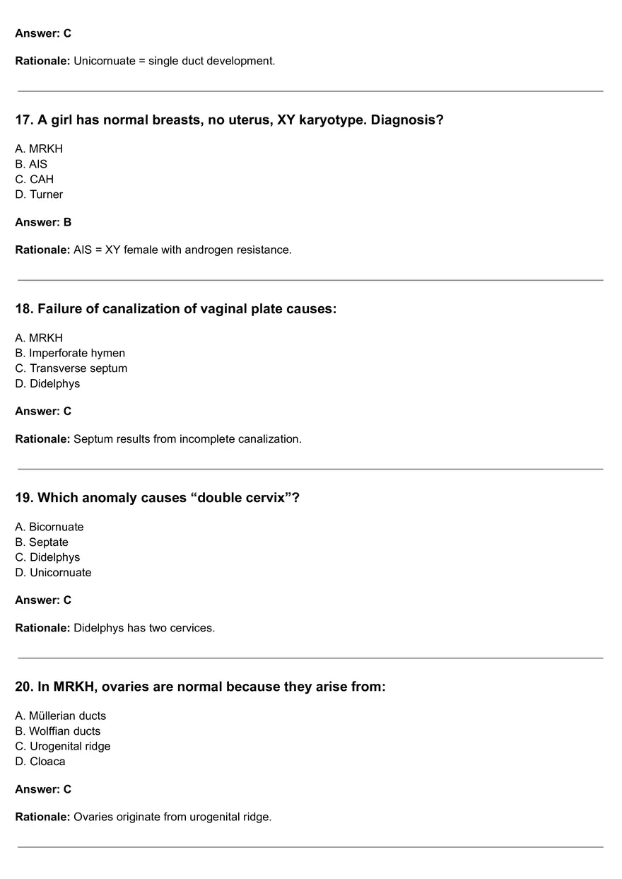 Congenital Anomalies Of The Female Reproductive Tract Quiz - Page 5