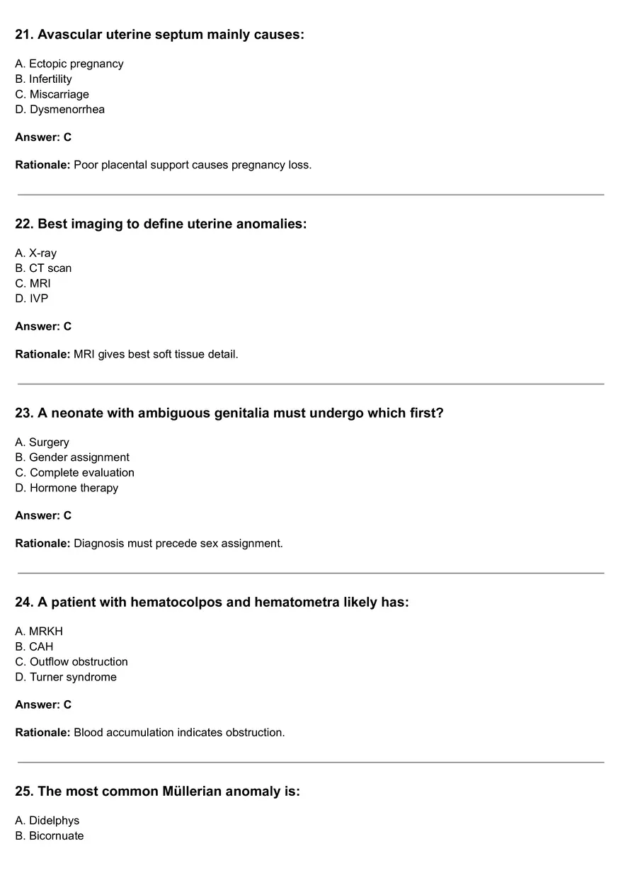 Congenital Anomalies Of The Female Reproductive Tract Quiz - Page 6