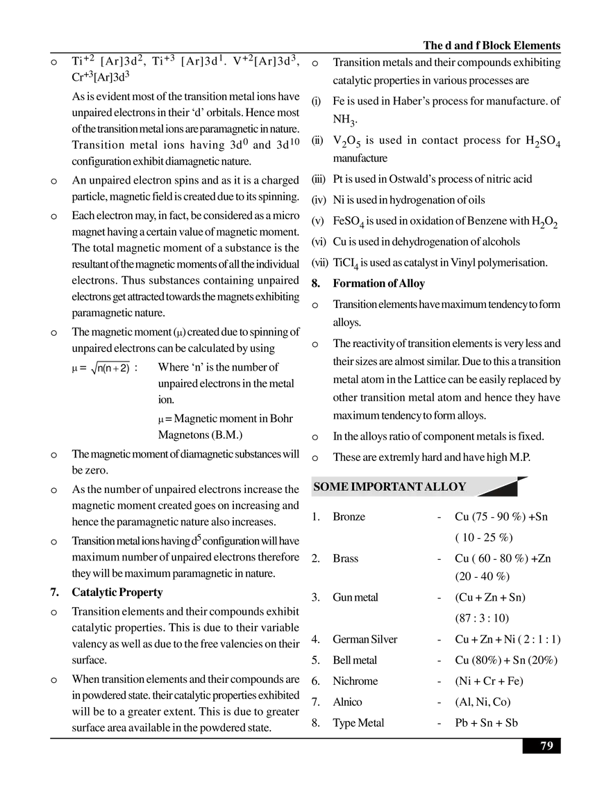 The d and f Block Elements (d -Block Elements) - Page 5