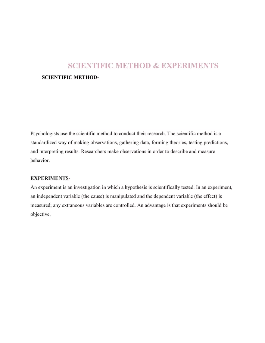 Psychology  12. Scientific Method & Experiments - Page 1