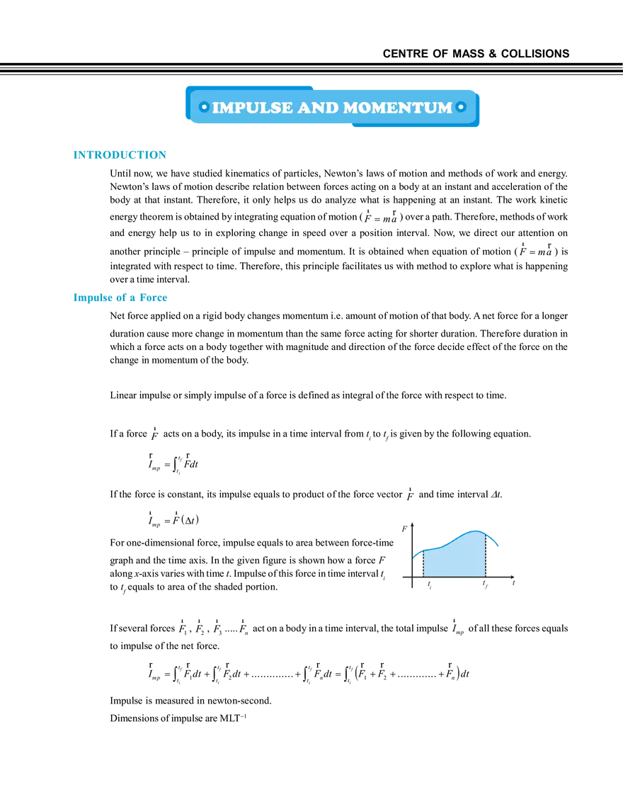 Centre of Mass & Collisions Impulse and Momentum - Page 1