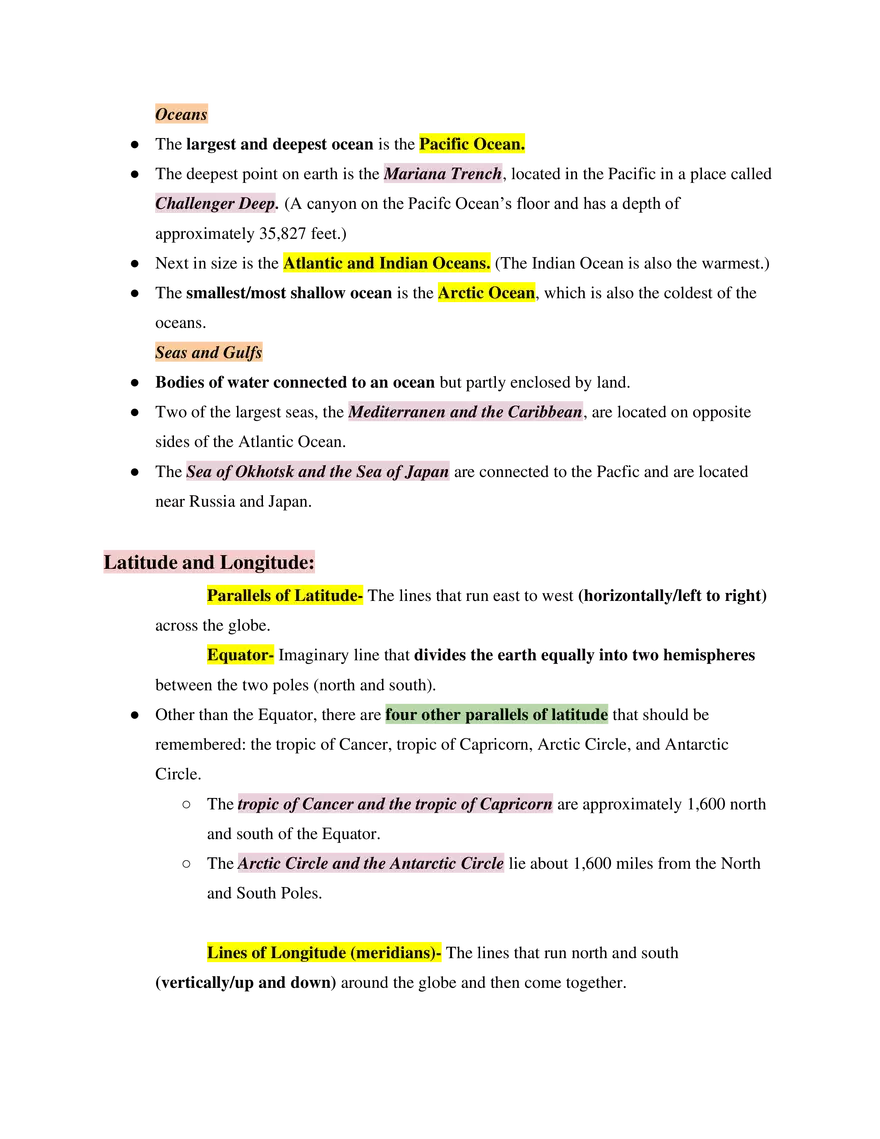 Basics of World Geography Study Guide - Page 2