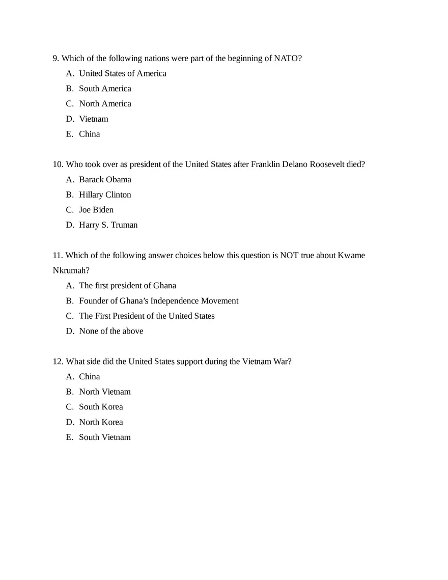 AP World History Unit 8 Quiz - Page 3