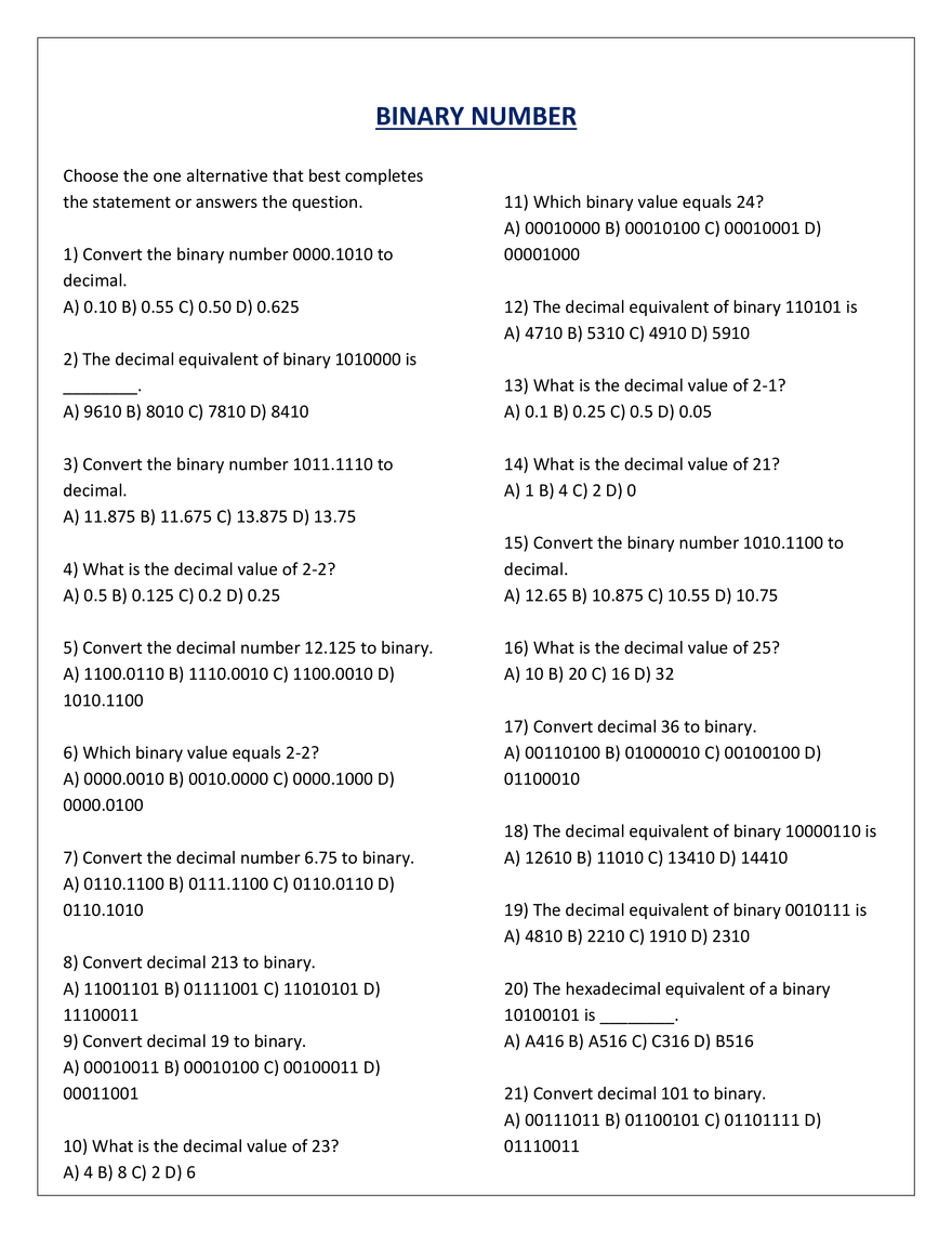 Binary Number - Page 1