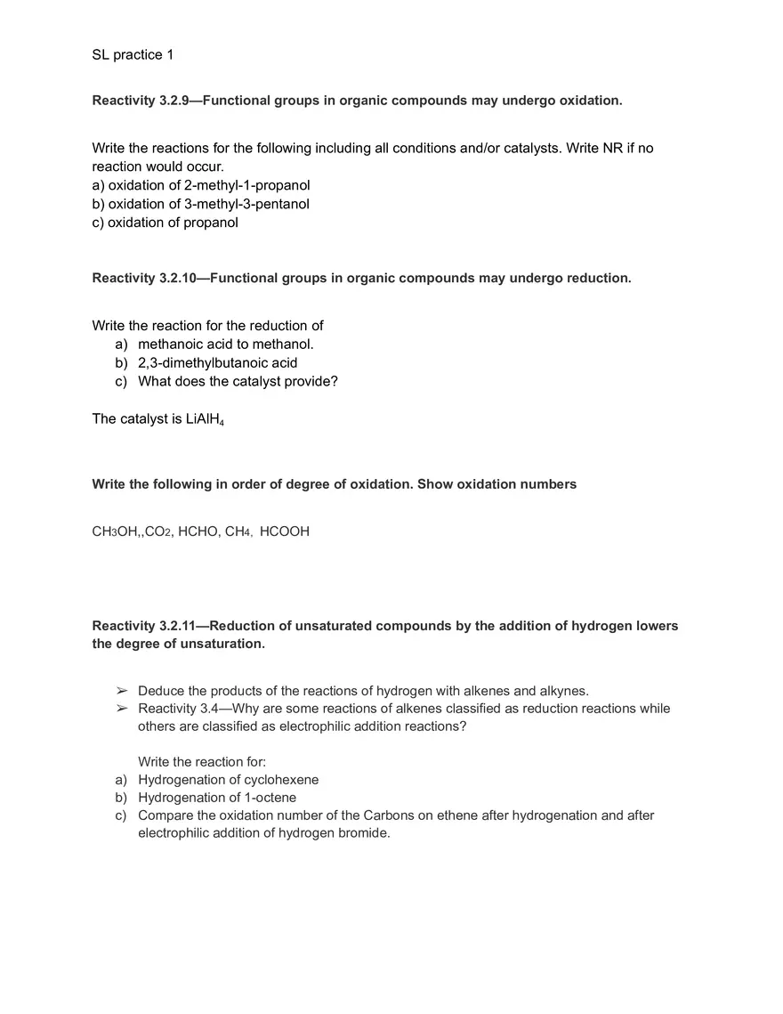Org Worksheet Reaction Mechanisms - Page 1