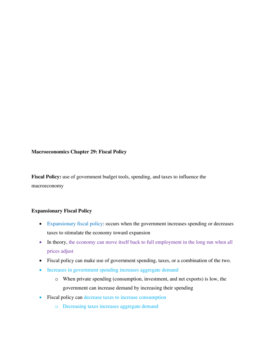 Chapter 29 Macroeconomics- Fiscal Policy - Page 1
