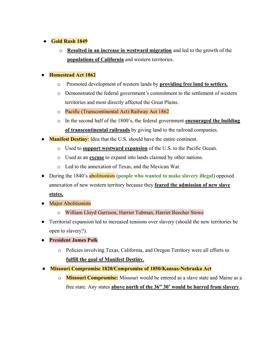 United States History Westward Expansion (1800-1900) - Page 2