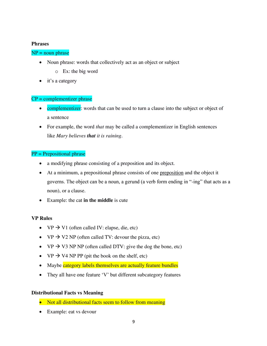 Linguistics Study Guide Syntax - Page 2