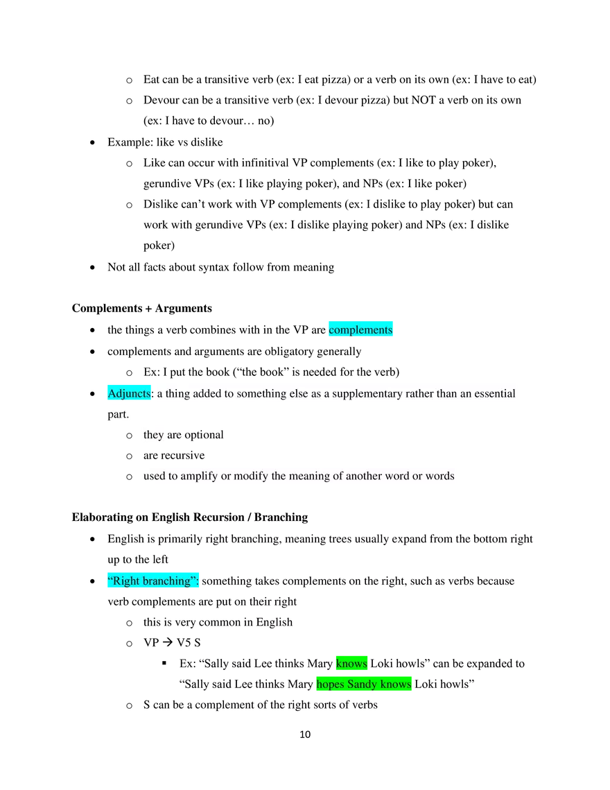 Linguistics Study Guide Syntax - Page 3
