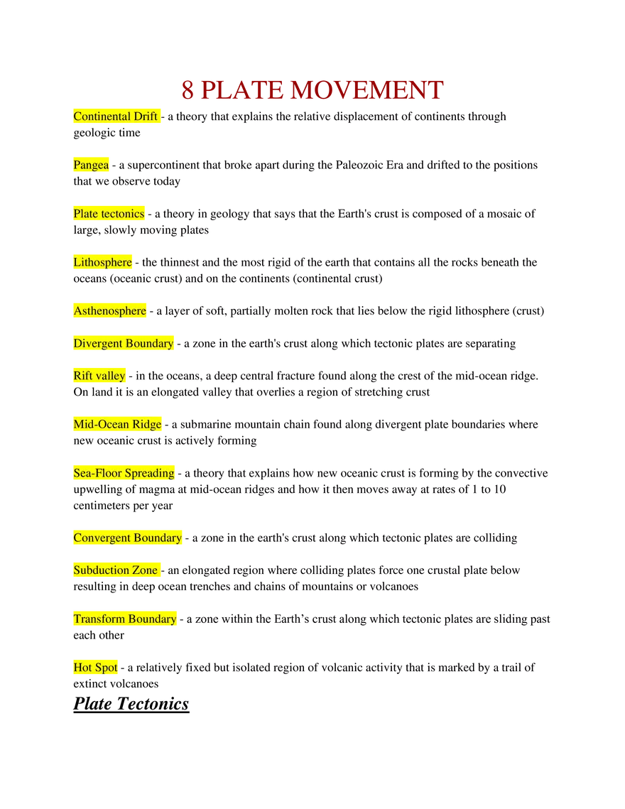 8 Plate Movement - Page 1