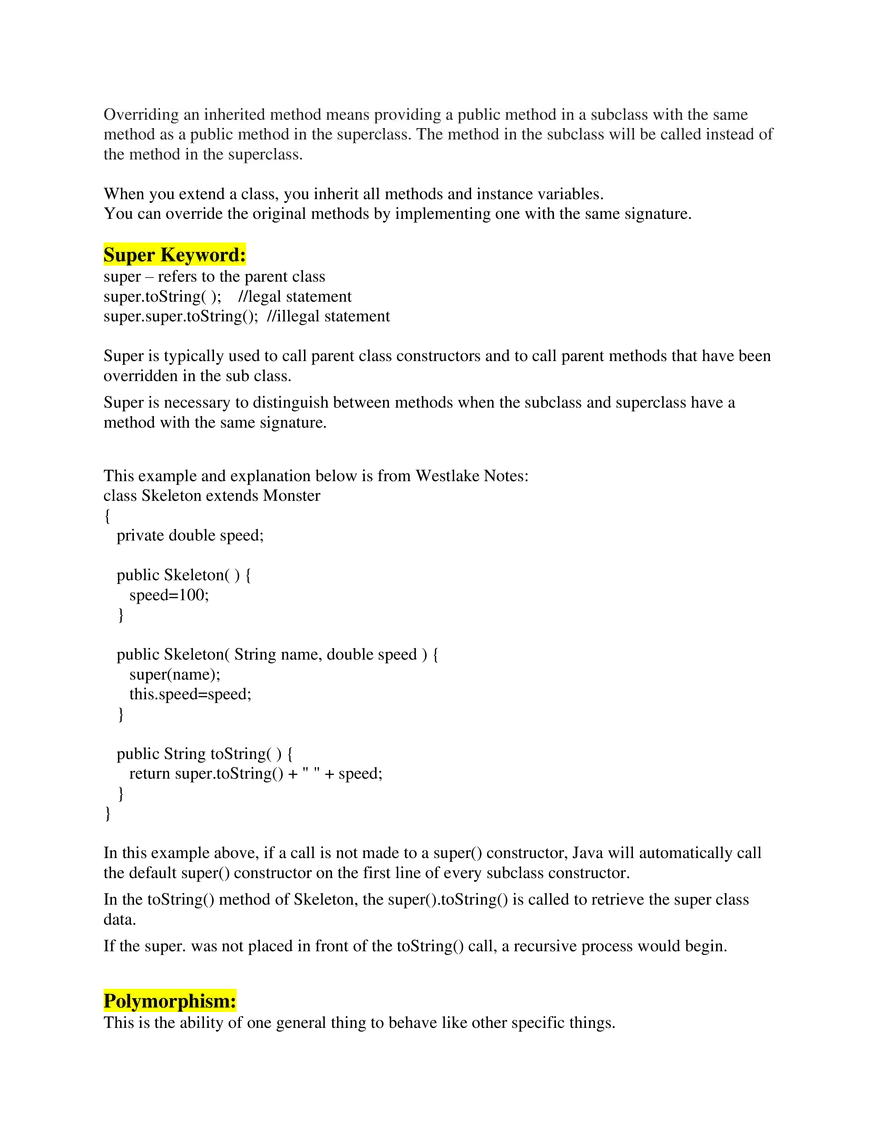AP Computer Science A   Unit 9 Inheritance - Page 2