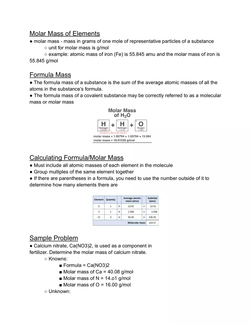 Molar Mass Notes - Page 2