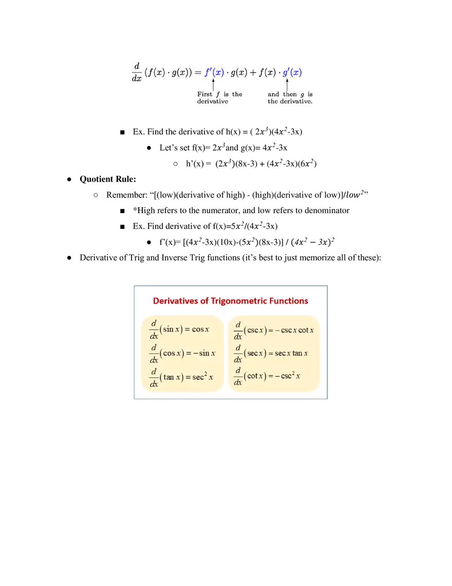 AP Calculus BC Unit 2 Differentiation-Definition and Fundamental Properties - Page 3