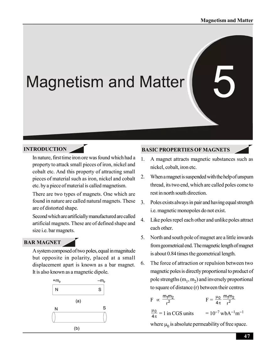 Magnetism and Matter Notes - Page 1