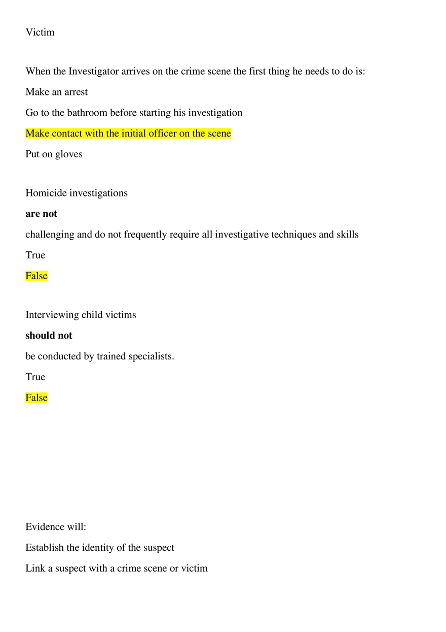 Study Guide Test 13 Crime Scene Investigations - Page 3