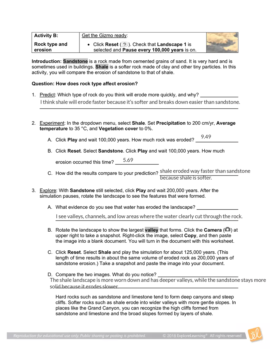 Student Exploration: Erosion Rates - Page 4