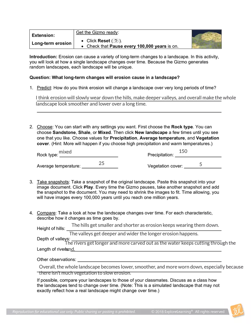 Student Exploration: Erosion Rates - Page 5