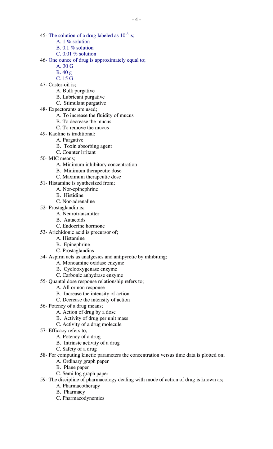 MCQs For Pharmacology - Page 24