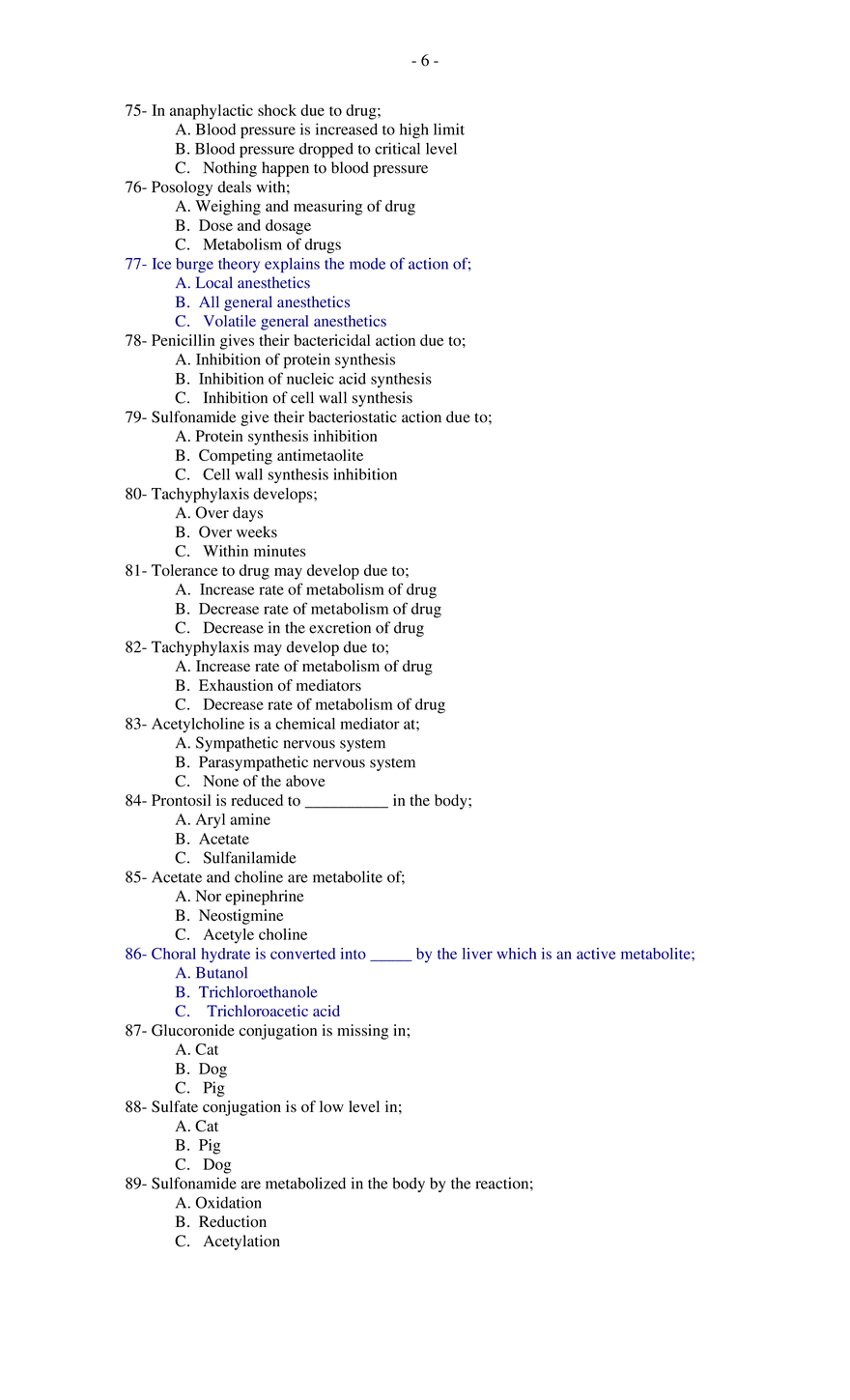 MCQs For Pharmacology - Page 40