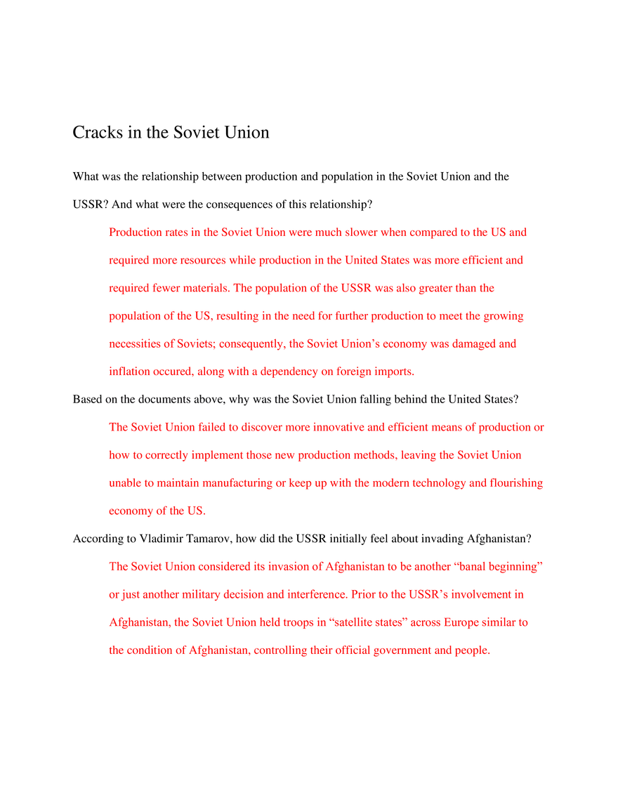 World Civilizations Cracks in the Soviet Union - Page 1