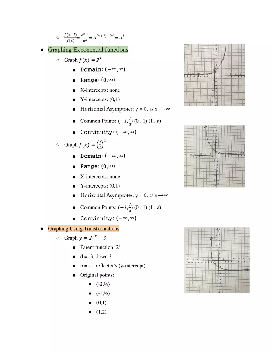 Unit 3 Exponential Functions - Page 2