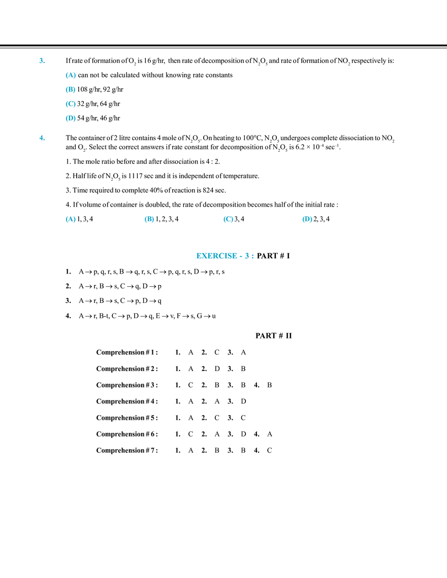 Chemical Kinetics and Nuclear Chemistry Exercise # 3 - Page 7