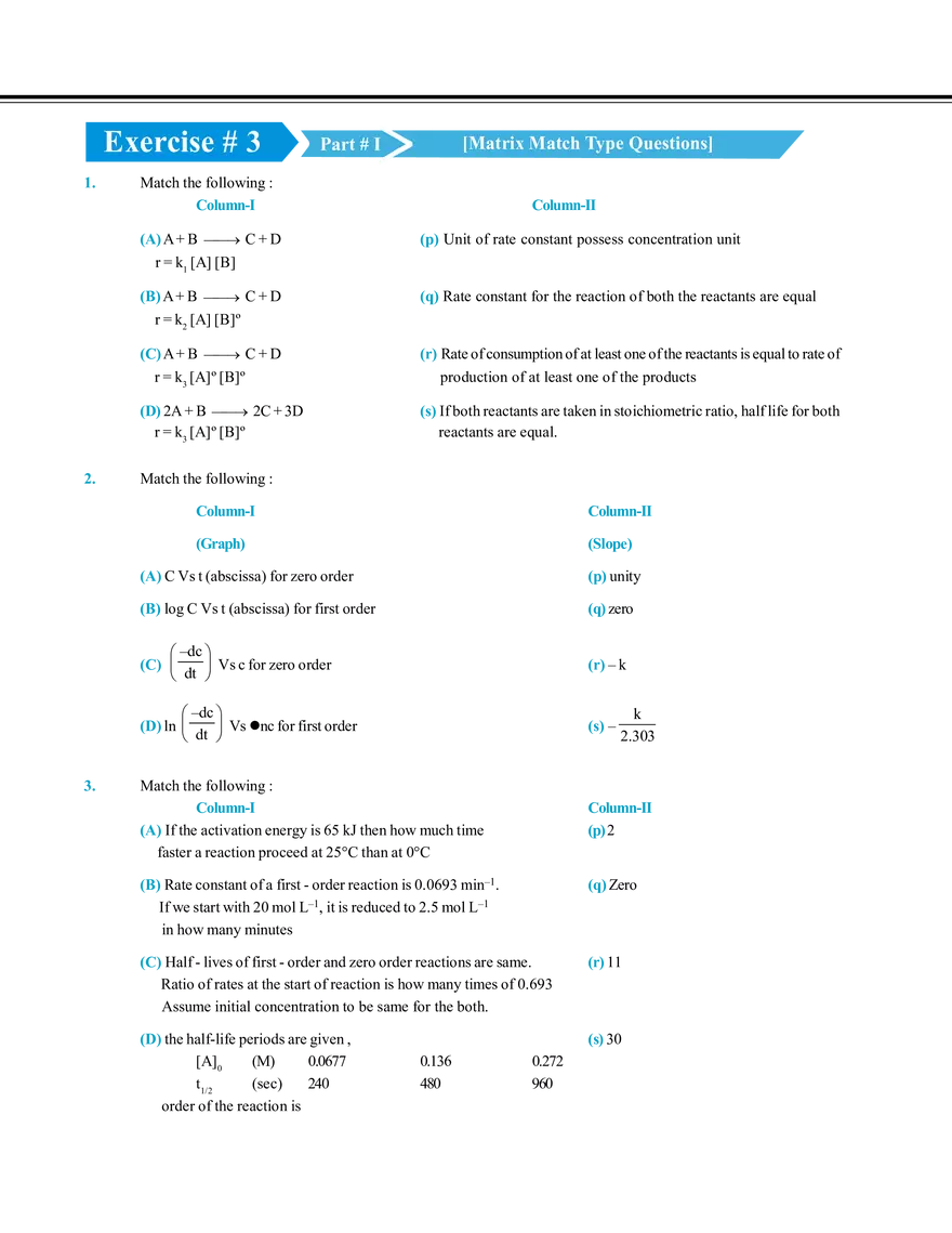 Chemical Kinetics and Nuclear Chemistry Exercise # 3 - Page 1