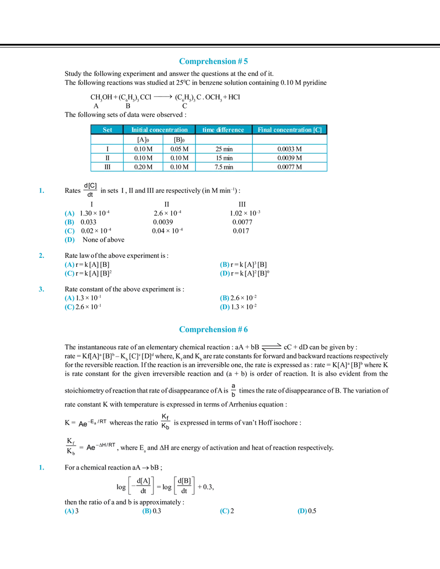Chemical Kinetics and Nuclear Chemistry Exercise # 3 - Page 5