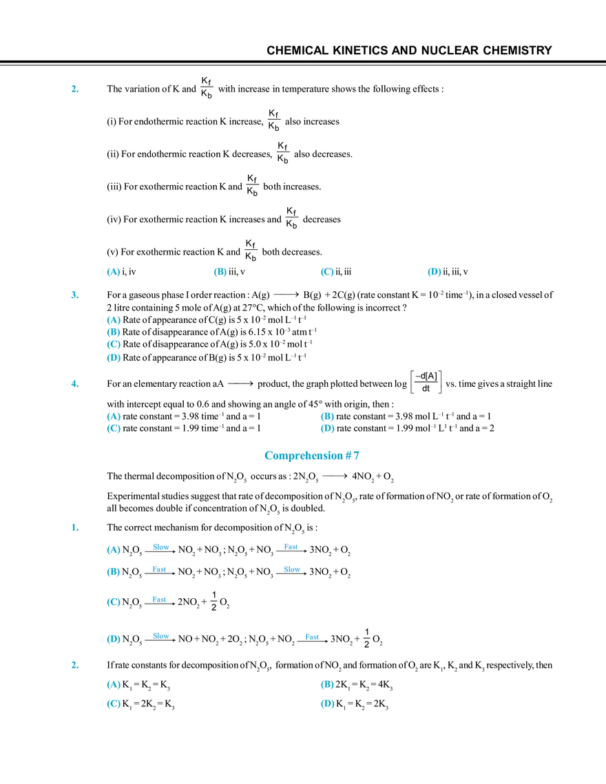 Chemical Kinetics and Nuclear Chemistry Exercise # 3 - Page 6