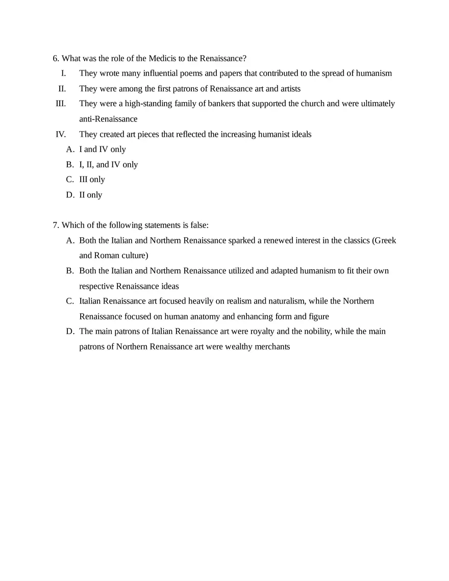 AP European History Unit 1 Quiz - Page 7