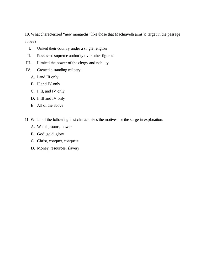 AP European History Unit 1 Quiz - Page 9