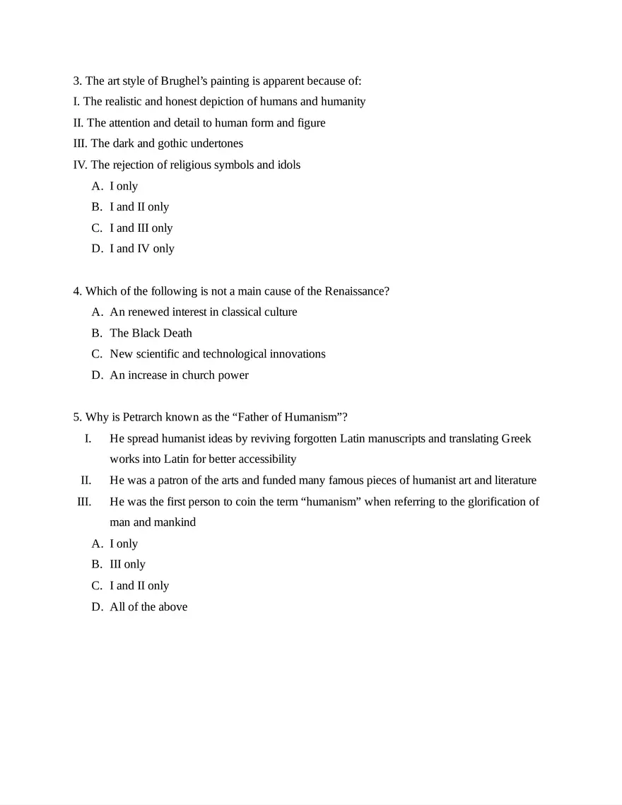 AP European History Unit 1 Quiz - Page 2