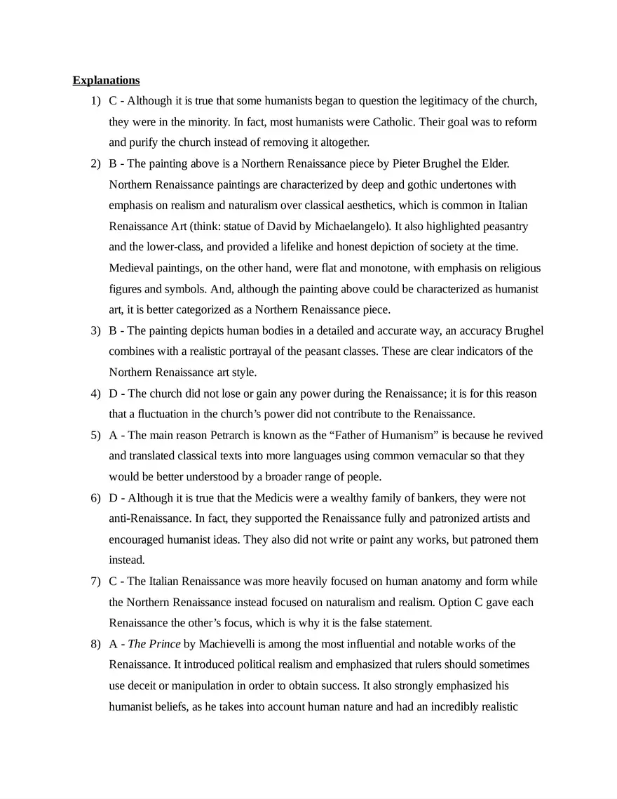 AP European History Unit 1 Quiz - Page 4