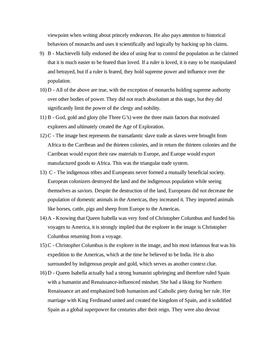 AP European History Unit 1 Quiz - Page 5