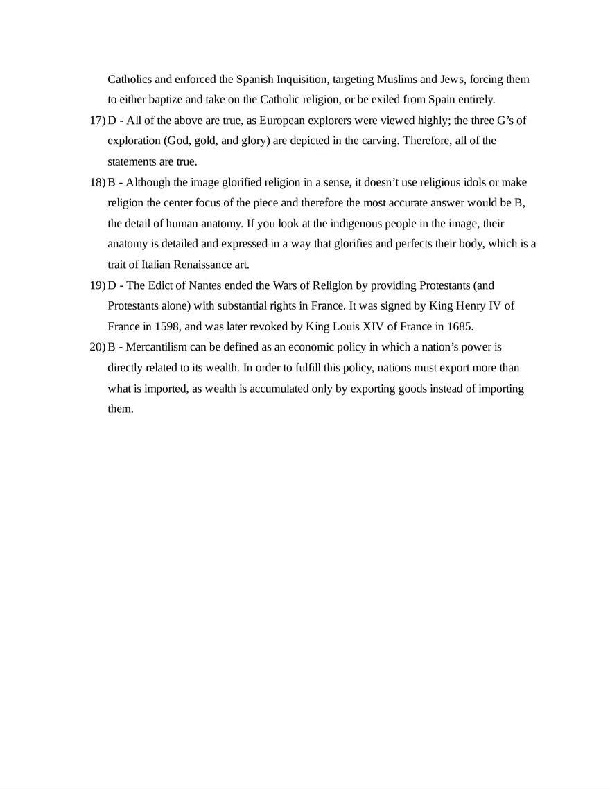 AP European History Unit 1 Quiz - Page 6