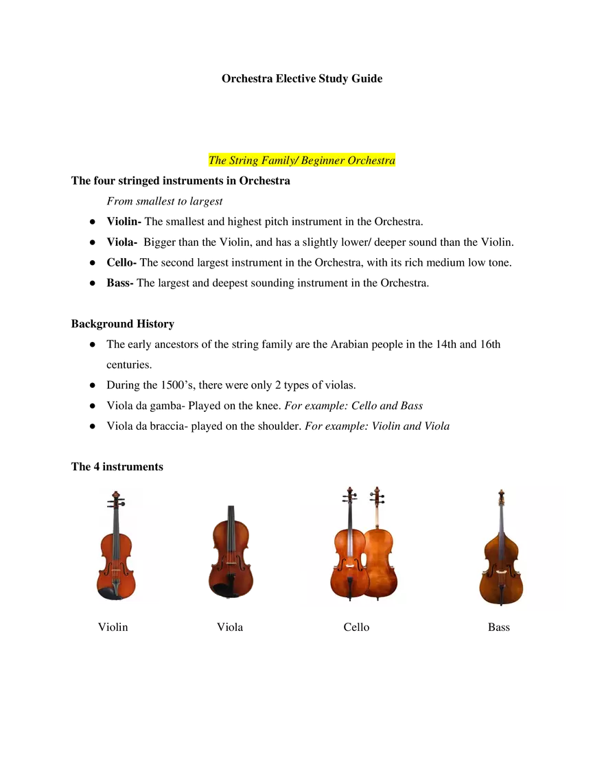 Orchestra Elective Study Guide - Page 1