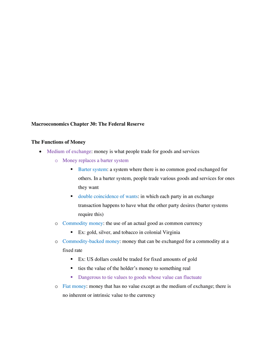 Chapter 30 Macroeconomics- The Federal Reserve - Page 1