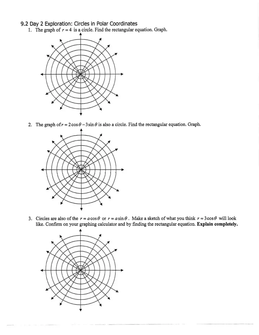 Honors Precalculus 9.2 Lines & Circles - Page 2