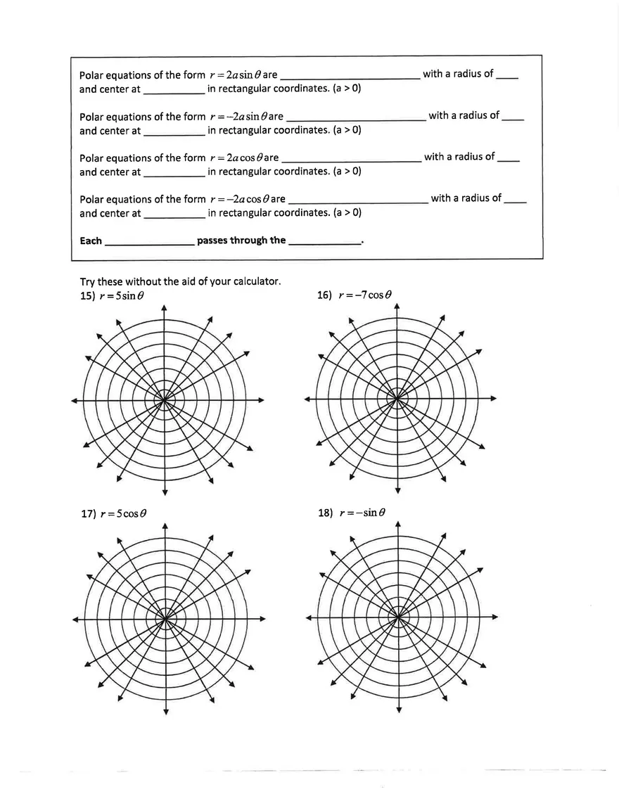 Honors Precalculus 9.2 Lines & Circles - Page 5