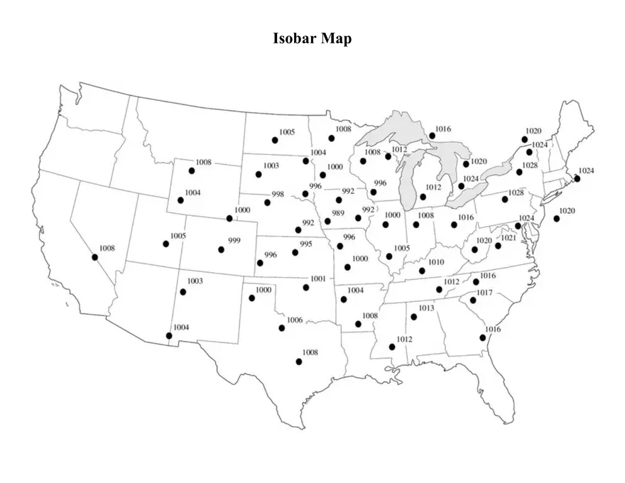 9.1 Air Pressure, Air Masses, Isobars and Isotherms Practice - Page 4