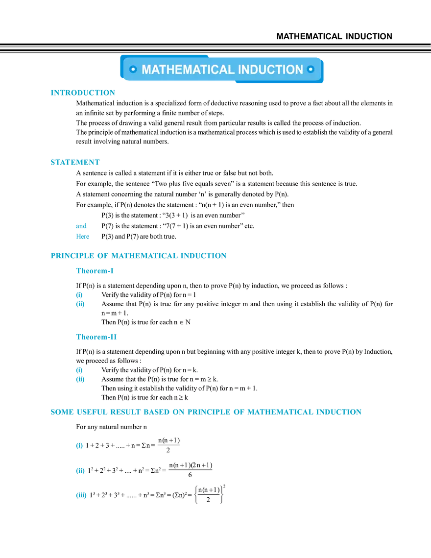 Mathematical Induction Notes - Page 1