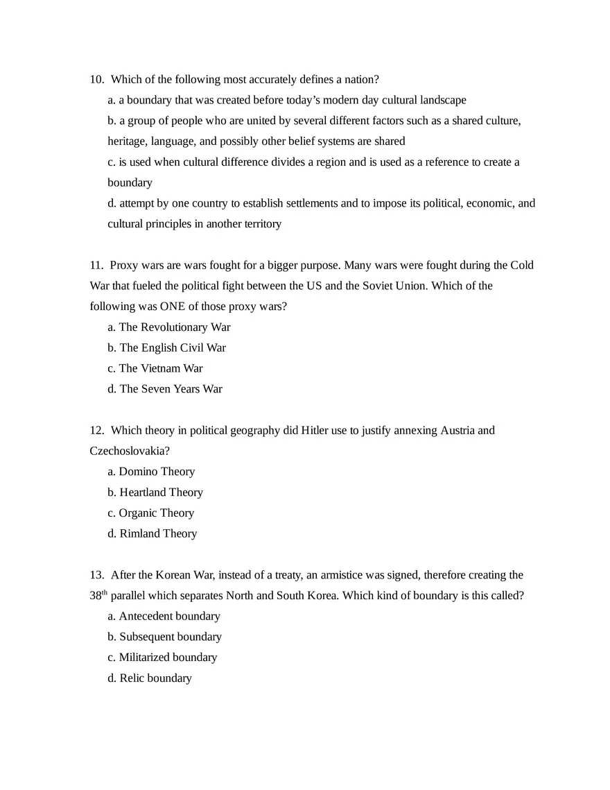 AP Human Geography Unit 4 Quiz - Page 4