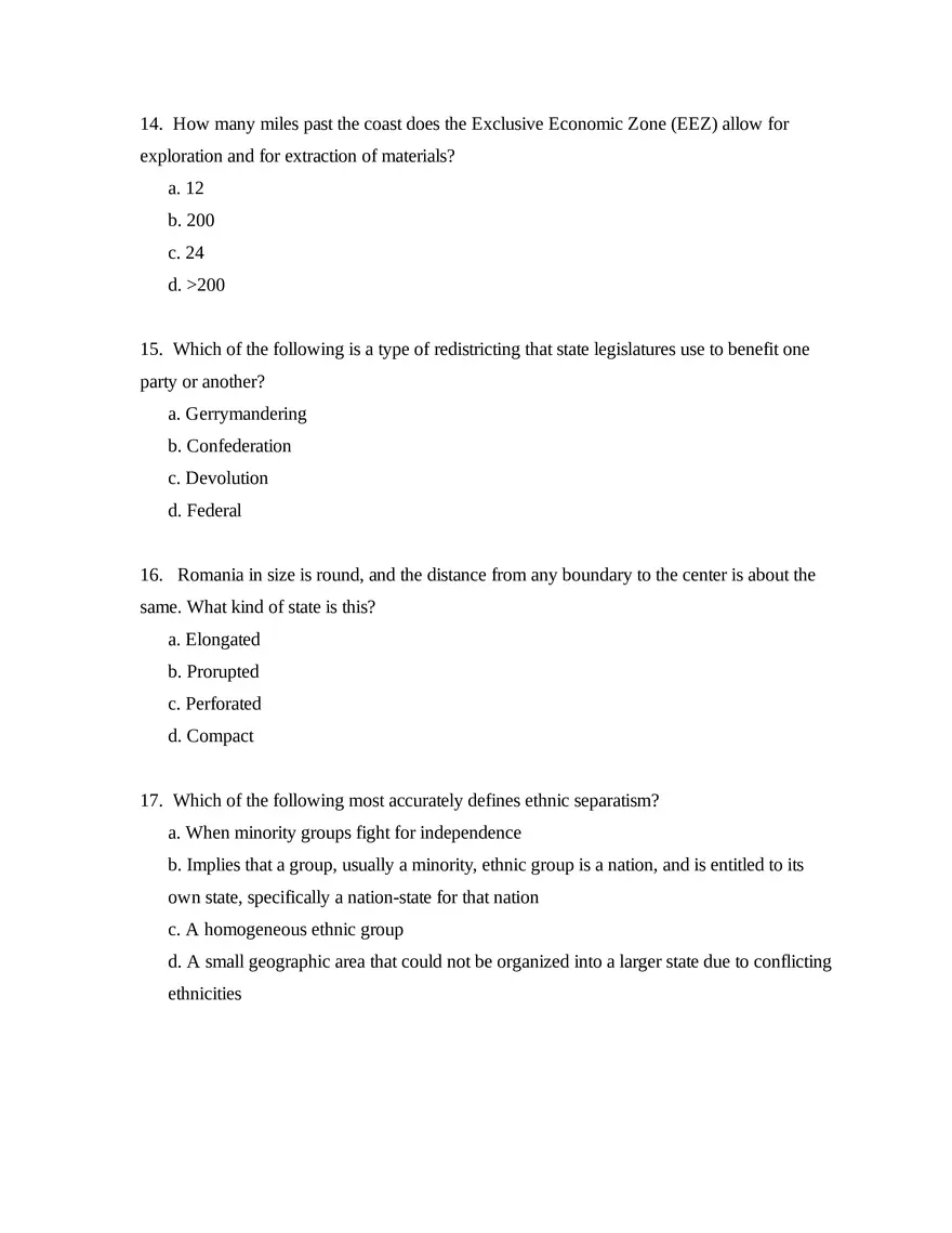 AP Human Geography Unit 4 Quiz - Page 5