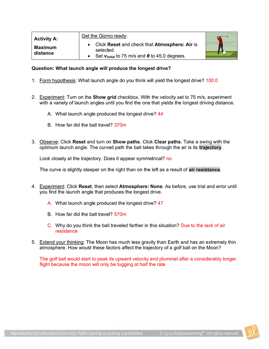 Student Exploration: Golf Range - Page 2