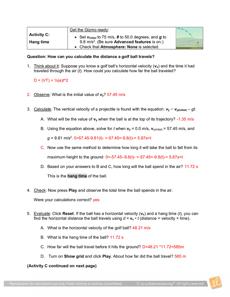 Student Exploration: Golf Range - Page 5
