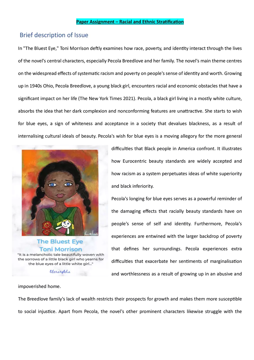 Paper Assignment – Racial and Ethnic Stratiﬁcaton - Page 1