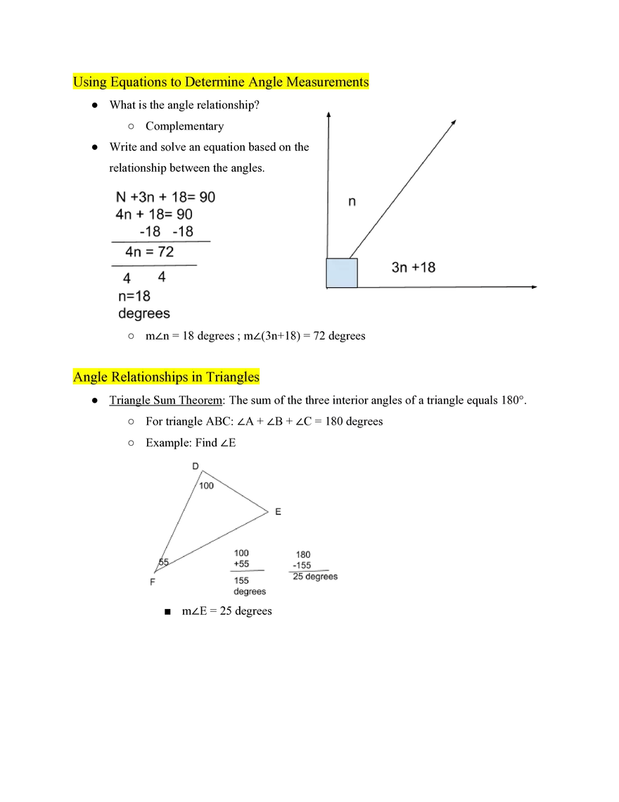 Pre Algebra Angle Relationships - Page 4