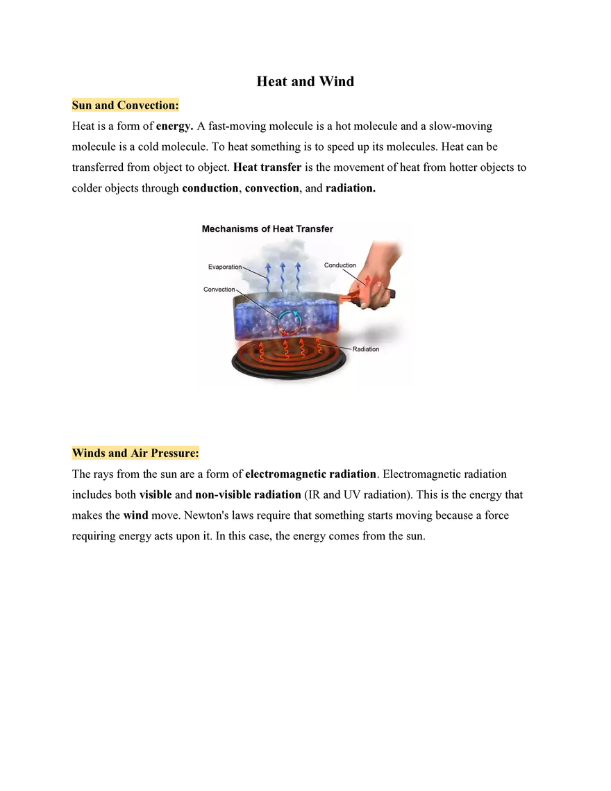 8th Grade Heat and Wind - Page 1