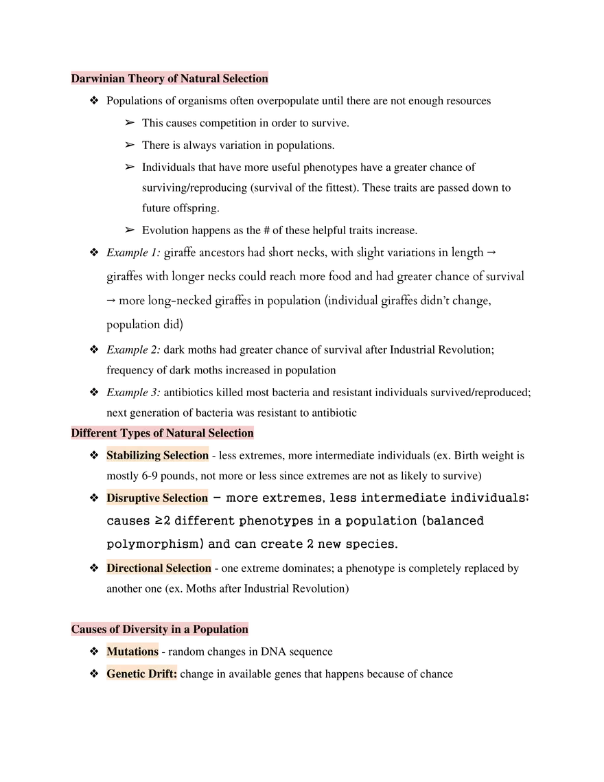Test Guide Unit 4 Evolution & Biodiversity - Page 2