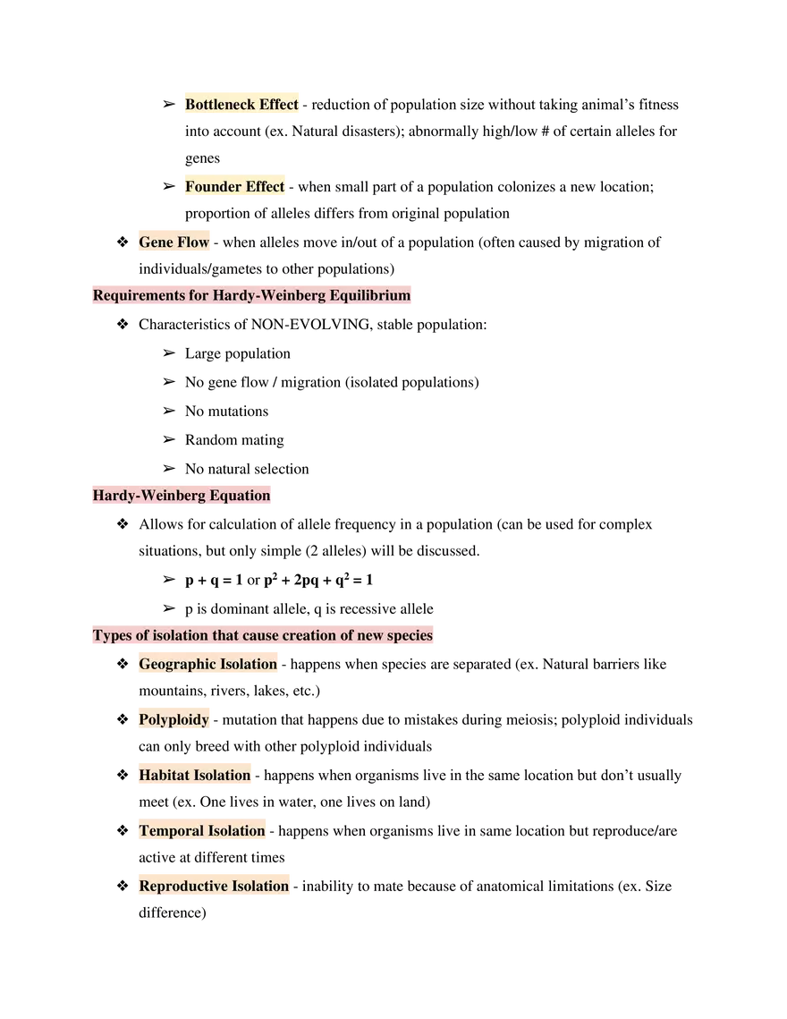 Test Guide Unit 4 Evolution & Biodiversity - Page 6